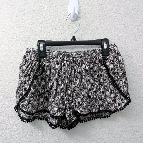 Tan and black pom pom shorts - Size Small - Picture 1 of 4